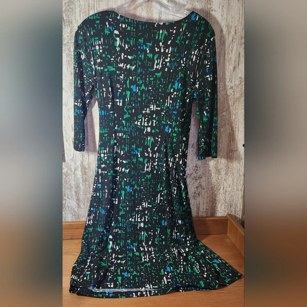 Apt. 9 Black and Green Abstract Midi Dress